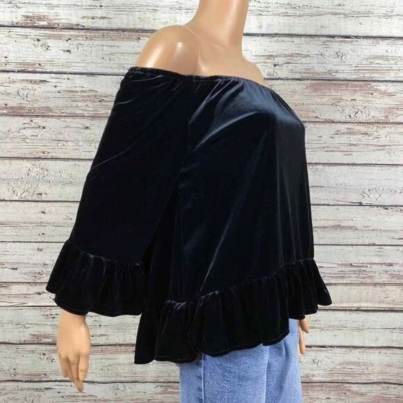 Sanctuary Clothing Women Julia Velvet Pullover Blouse Blue Size S - Picture 4 of 10